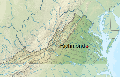 Map of Virginia with Richmond highlighted